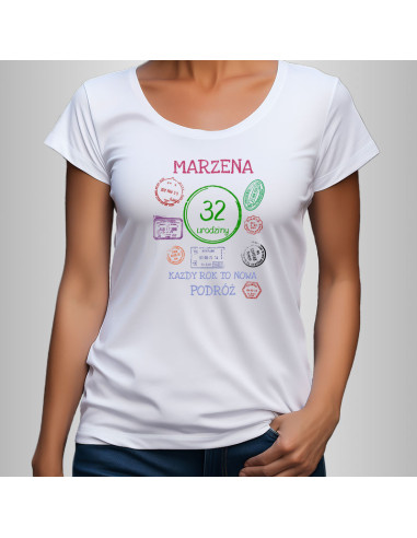 Koszulka Damska z Nadrukiem (185 g/m2) Podróż