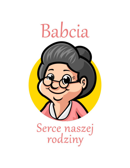 Koszulka Damska z Nadrukiem (185 g/m2) Babcia Serce Naszej Rodziny