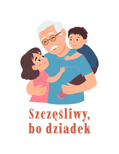 Koszulka Męska z Nadrukiem (185 g/m2) Szczęśliwy, Bo Dziadek