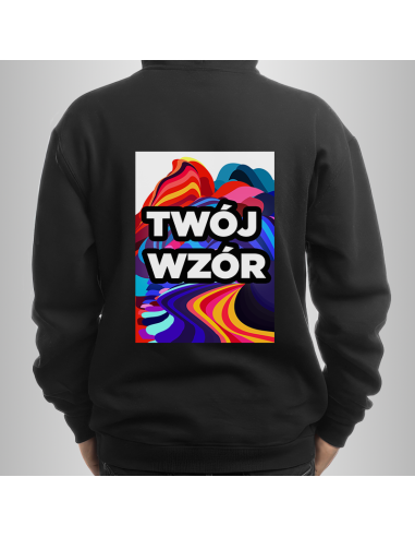 Bluza Męska Czarna z Kapturem i Kieszenią z Własnym Nadrukiem