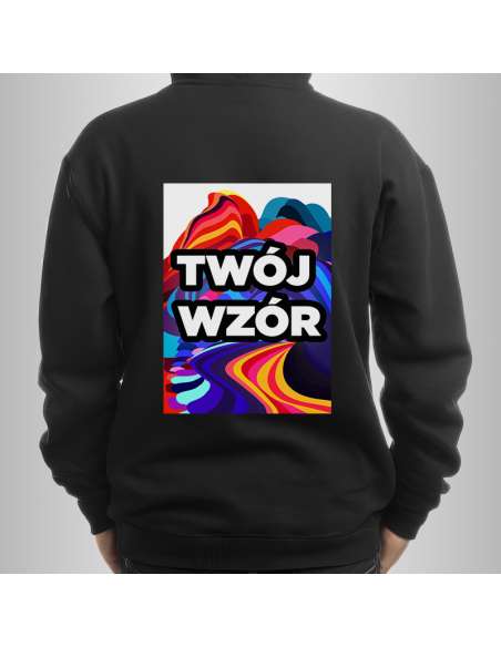 Bluza Męska Czarna z Kapturem i Kieszenią z Własnym Nadrukiem