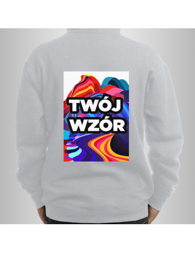 Bluza Męska Szara z Kapturem i Kieszenią z Własnym Nadrukiem