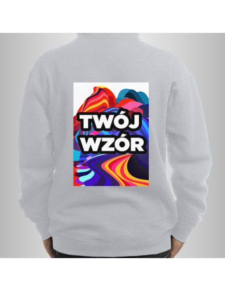 Bluza Męska Szara z Kapturem i Kieszenią z Własnym Nadrukiem