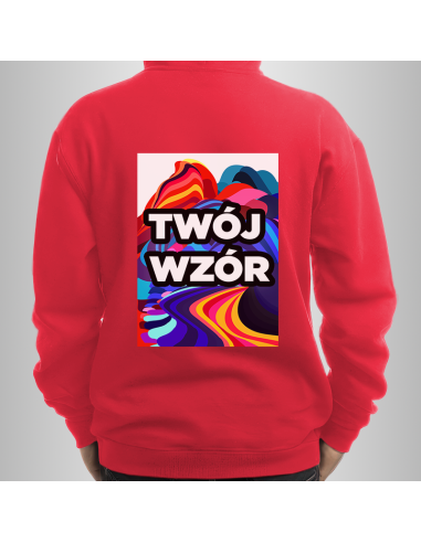 Bluza Męska Czerwona z Kapturem i Kieszenią z Własnym Nadrukiem
