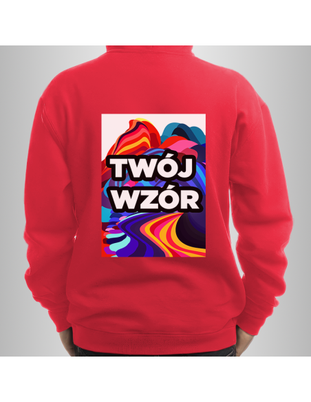 Bluza Męska Czerwona z Kapturem i Kieszenią z Własnym Nadrukiem