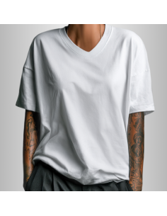 Koszulka Biała Unisex T-shirt V-Neck z Własnym Nadrukiem 2