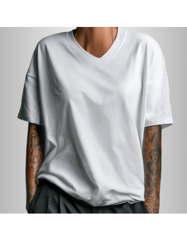 Koszulka Biała Unisex T-shirt V-Neck z Własnym Nadrukiem