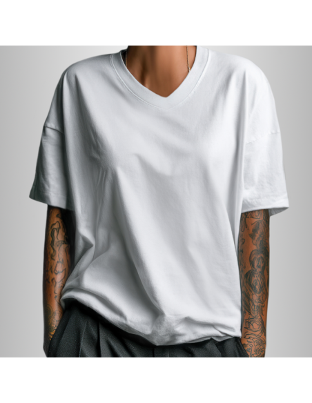 Koszulka Biała Unisex T-shirt V-Neck z Własnym Nadrukiem