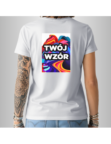 Koszulka Biała Unisex T-shirt V-Neck z Własnym Nadrukiem