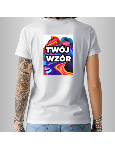 Koszulka Biała Unisex T-shirt V-Neck z Własnym Nadrukiem