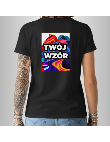 Koszulka Czarna Unisex T-shirt V-Neck z Własnym Nadrukiem