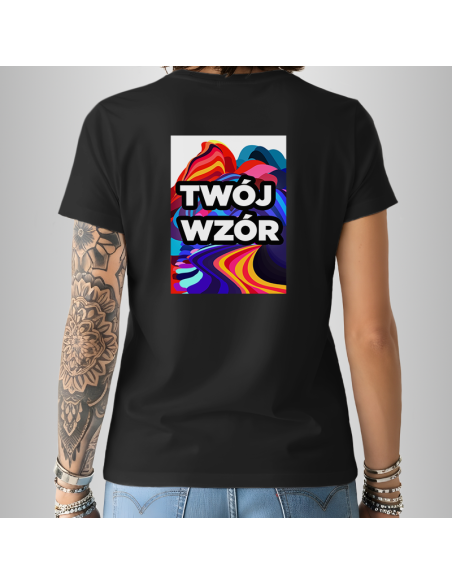 Koszulka Czarna Unisex T-shirt V-Neck z Własnym Nadrukiem