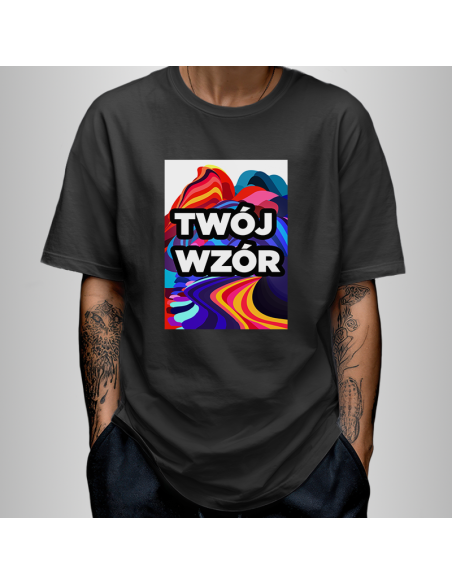 Koszulka Czarna Unisex T-shirt Oversize z Własnym Nadrukiem