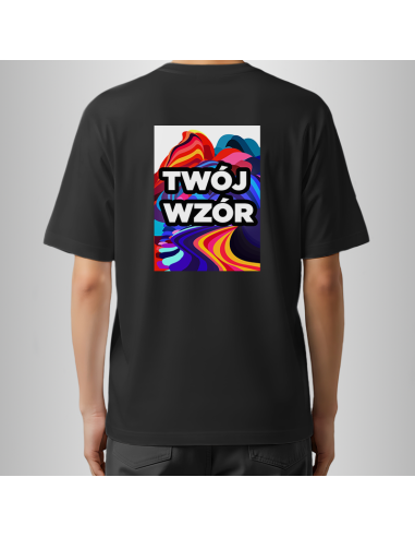 Koszulka Czarna Unisex T-shirt Oversize z Własnym Nadrukiem