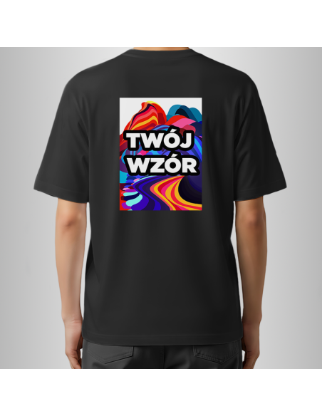 Koszulka Czarna Unisex T-shirt Oversize z Własnym Nadrukiem