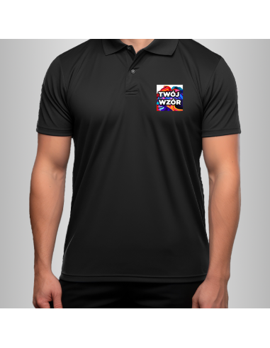 Koszulka Firmowa Męska Czarna T-shirt Polo z Własnym Nadrukiem