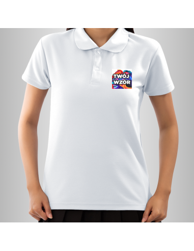 Koszulka Firmowa Damska Biała T-shirt Polo z Własnym Nadrukiem