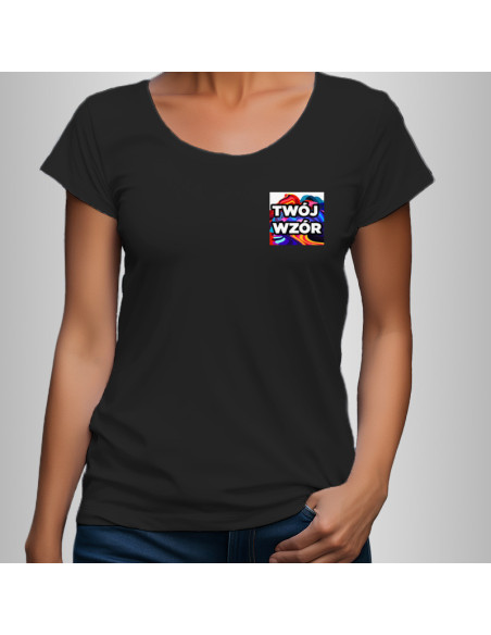 Koszulka Firmowa Damska Czarna T-shirt z Własnym Nadrukiem SuperCena