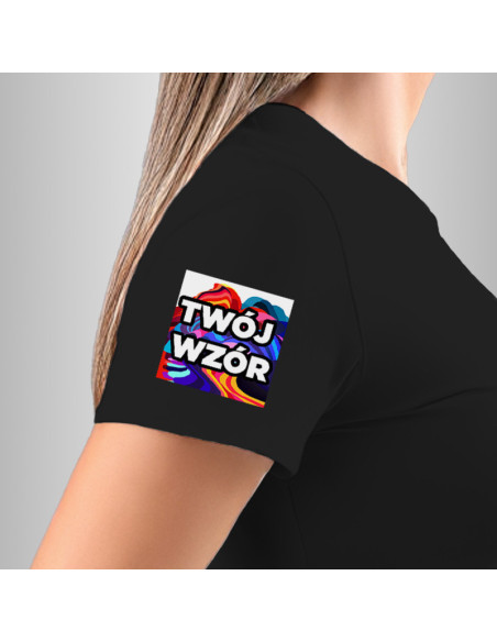 Koszulka Firmowa Damska Czarna T-shirt z Własnym Nadrukiem SuperCena