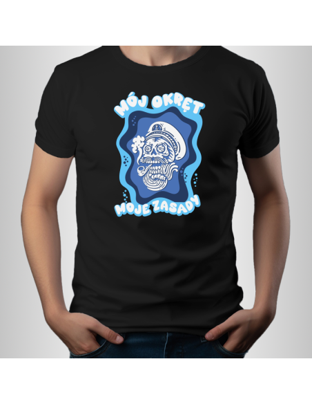 Koszulka Męska z Nadrukiem (185 g/m2) Mój Okręt Moje Zasady