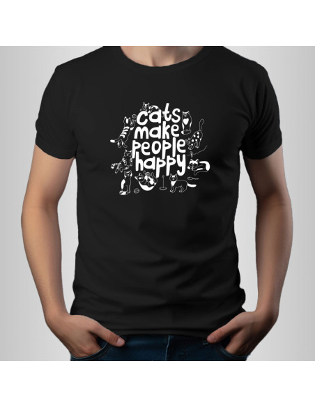 Koszulka Męska z Nadrukiem (185 g/m2) Cats Happy