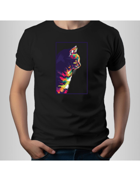 Koszulka Męska z Nadrukiem (185 g/m2) Kolorowy Kot