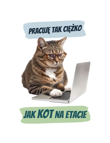 Koszulka Damska z Nadrukiem (185 g/m2) Kot na etacie