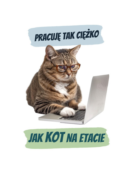 Koszulka Damska z Nadrukiem (185 g/m2) Kot na etacie