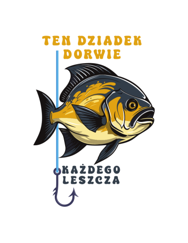 Koszulka Męska z Nadrukiem (185 g/m2) Dziadek Dorwie Leszcza