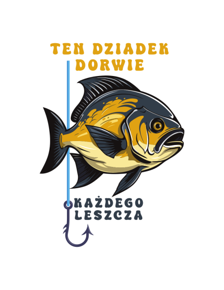 Koszulka Męska z Nadrukiem (185 g/m2) Dziadek Dorwie Leszcza