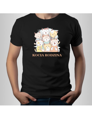Koszulka z kotami męska z nadrukiem Kocia rodzina