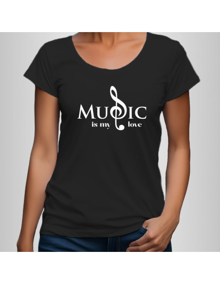 Koszulka Damska z Nadrukiem (185 g/m2) Music is my love